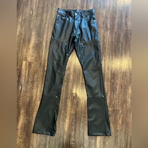 NWOT American Stitch Black Faux Leather Women Flare Pants Size 30